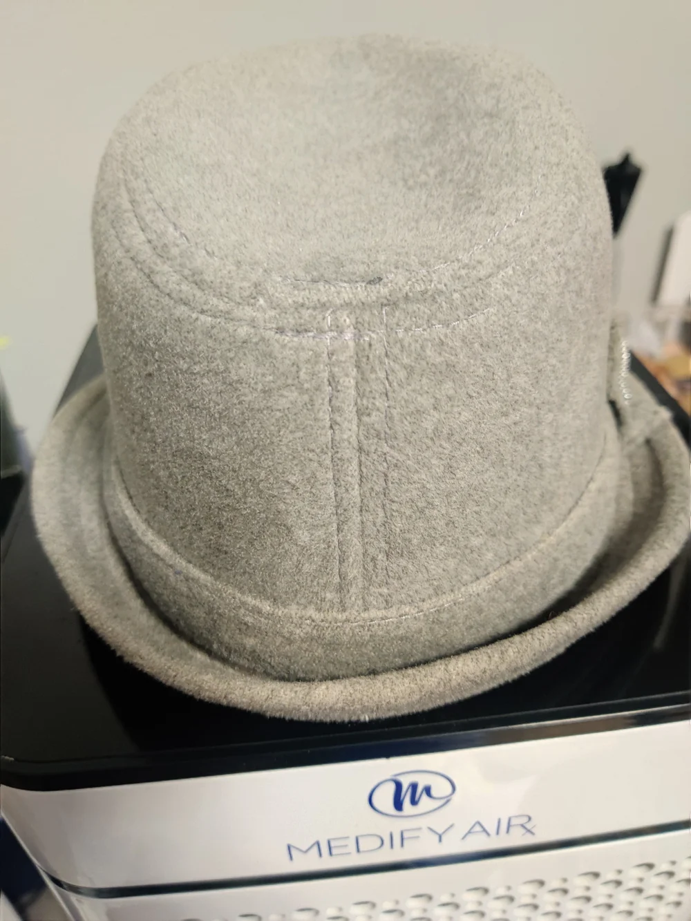 Scala Gray Wool Felt Fedora with Silver Sequin Bow